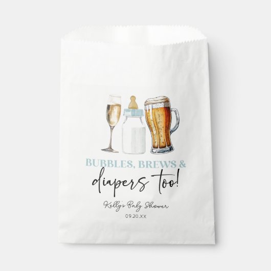 Bubbles Brews and Diapers Too! Baby Shower Geschenktütchen (Vorderseite)