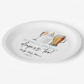 Bubbles Brews and Diapers Too! Baby Shower Pappteller (Schrägansicht)