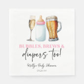 Bubbles Brews and Diapers Too! Baby Shower Serviette (Vorderseite)