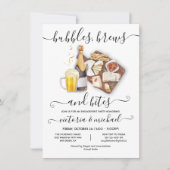 Bubbles Brews & Bites Engagement Party Einladung (Vorderseite)