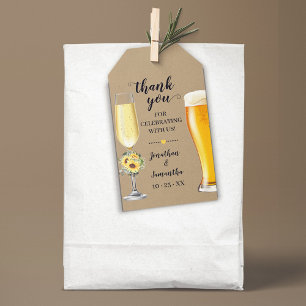 Bubbles & Brews Brautparty Sonnenblumen Geschenkanhänger