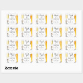 Bubbles & Brews Danke Winterhochzeit Quadratischer Aufkleber (Blatt)