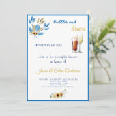 Bubbles & Brews Paare Polterabend Einladung (Stehend Vorderseite)