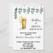 Bubbles & Brews Paare Polterabend Eukalyptus Einladung (Vorderseite)