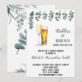 Bubbles & Brews Paare Polterabend Eukalyptus Einladung (Vorne/Hinten)