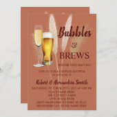 Bubbles & Brews Paare Polterabend Pampas Einladung (Vorne/Hinten)