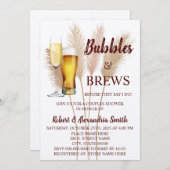 Bubbles & Brews Paare Polterabend Pampas Einladung (Vorne/Hinten)