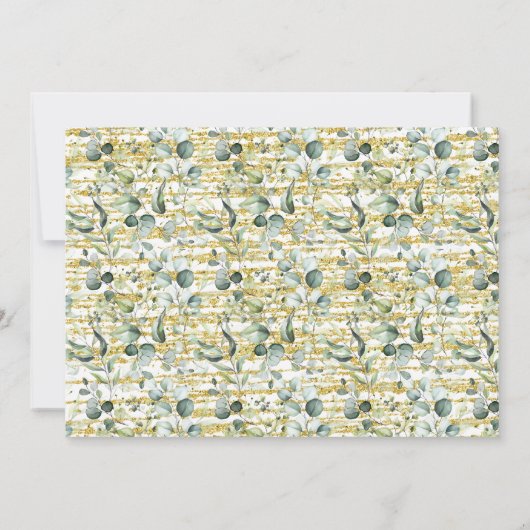 Bubbles & Brews Probe Dinner Eukalyptus & Gold Einladung (Rückseite)