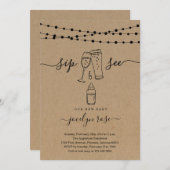 Bubbles & Brews Sip & See Einladung (Vorne/Hinten)