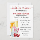 Bubbles & Brews vor Baby due Cherry Baby Dusche Einladung (Vorderseite)