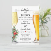 Bubbles & Brews vor Christamas Dusche Einladung (Stehend Vorderseite)