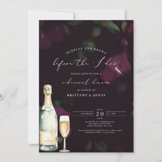 Bubbles & Brews vor dem i do Probe Dinner Einladung (Vorderseite)