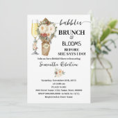 Bubbles Brunch & Bloom Bridal Shower Winter Floral Einladung (Stehend Vorderseite)