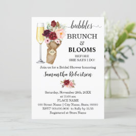 Bubbles Brunch & Blooms Marsala Brautparty Invi Einladung