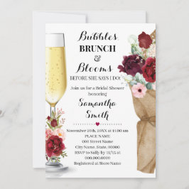 Bubbles Brunch & Blooms Marsala Brautparty Invi Einladung