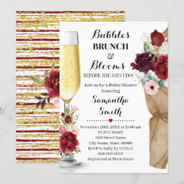 Bubbles Brunch & Blooms Marsala Brautparty Invi Einladung