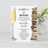 Bubbles & Bücher bevor ich Braut-Party mache Einladung (Stehend Vorderseite)