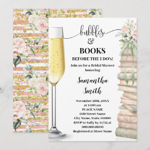 Bubbles & Bücher bevor ich eine Bridal Shower mach Einladung