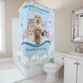 Bubbles Dogs Cats Spa Bathtub Blue Pet Grooming Duschvorhang (Beispiel)
