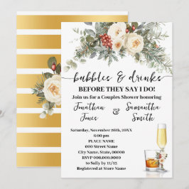 Bubbles & Drinks Brautparty Winterflorales Design Einladung