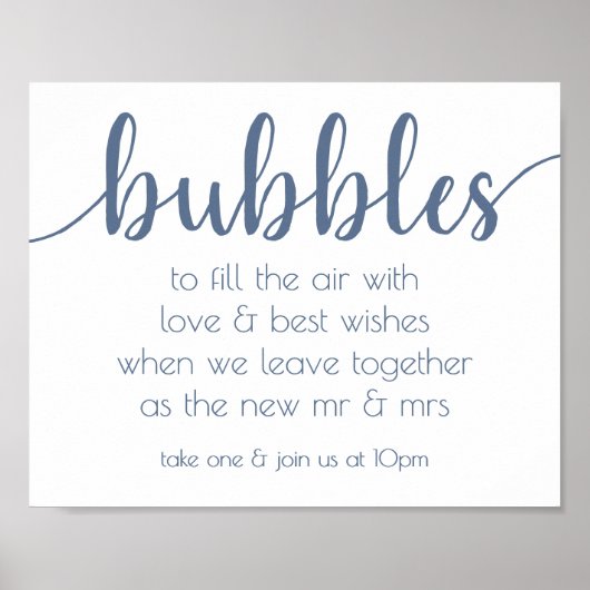 Bubbles Dusty Blue Party Event Station Poster (Vorne)