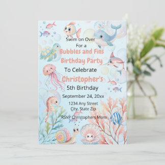 Bubbles & Fins Children's Birthday Einladung