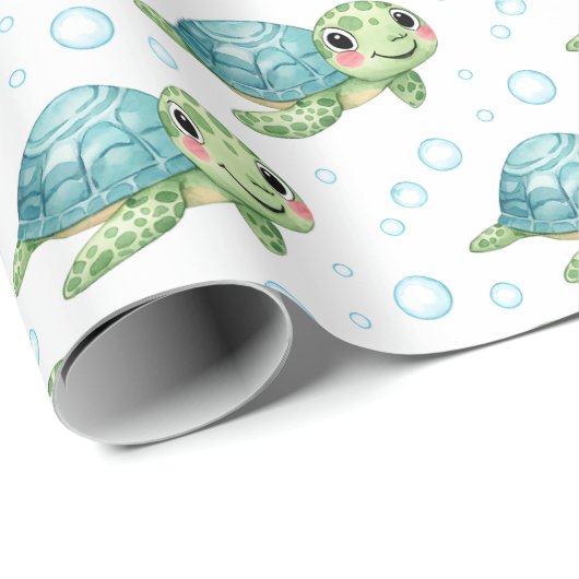 Bubbles & Fins Children's Birthday Geschenkpapier (Rolleneckpunkt)