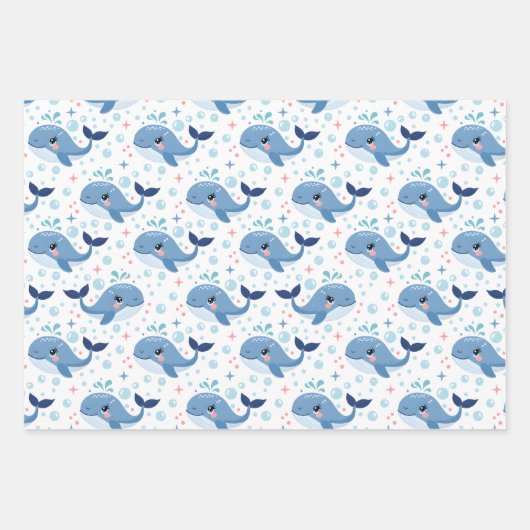 Bubbles & Fins Children's Birthday Geschenkpapier Set (Vorderseite)