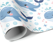 Bubbles & Fins Children's Birthday Whale Geschenkpapier (Rolleneckpunkt)