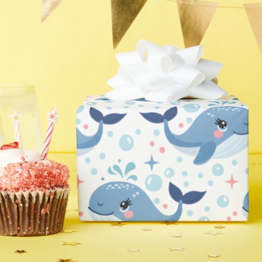 Bubbles & Fins Kindergeburtstag Wal Geschenkpapier (Geburtstagsparty)