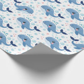 Bubbles & Fins Kindergeburtstag Wal Geschenkpapier (Ecke)