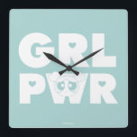 Bubbles: Girl Power Quadratische Wanduhr<br><div class="desc">The Powerpuff Girls | Abbreviated "GRL PWR" featuring Bubbles!</div>