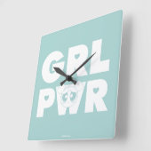 Bubbles: Girl Power Quadratische Wanduhr (Winkel)