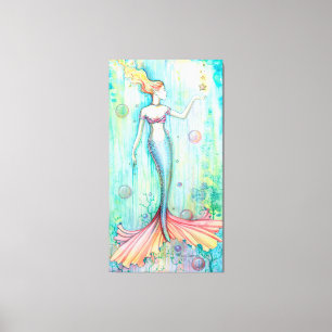 Bubbles Meerjungfrau Fantasy-Kunstwerk von Molly H Leinwanddruck