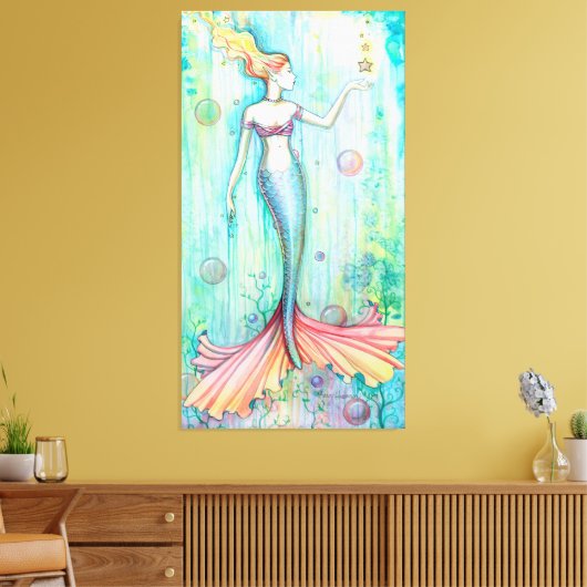 Bubbles Mermaid Fantasy Artwork von Molly Harrison Leinwanddruck (Insitu (Wohnzimmer))