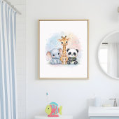 Bubbles & Smiles Tiere Kinder Badezimmer Wandkunst Poster