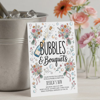 Bubbles und Bouquets Prosecco und Blütenparty Einladung
