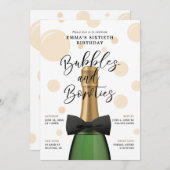 Bubbles und Bowties 60. Geburtstag Einladung (Vorne/Hinten)