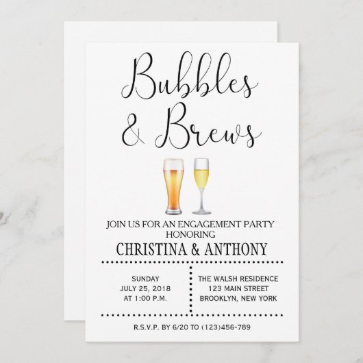 Bubbles und Break-Engagement-Partei Einladung (Vorne/Hinten)