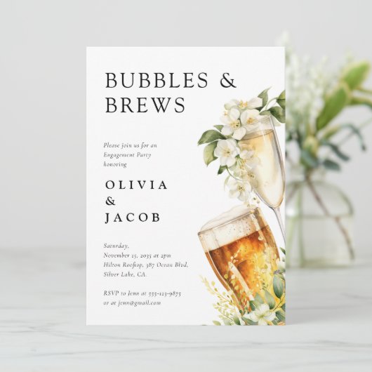 Bubbles und Break-Engagement-Partei Einladung (Stehend Vorderseite)