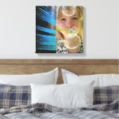 BUBBLES UND PEACOCK FEATHERS LEINWANDDRUCK (Insitu (Schlafzimmer))