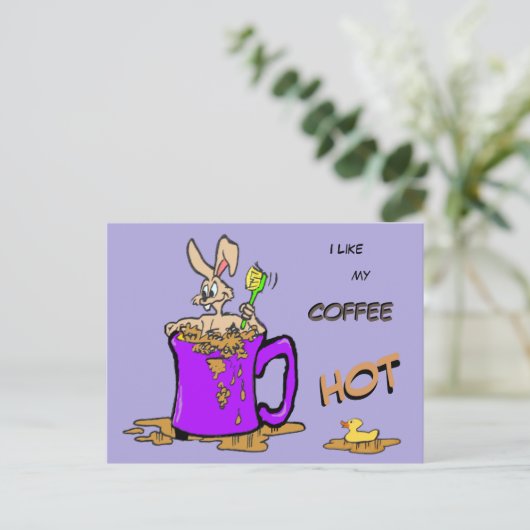 Bubbling Bunny Coffee Lover Cust. Postkarte (Stehend Vorderseite)