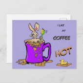 Bubbling Bunny Coffee Lover Cust. Postkarte (Vorne/Hinten)