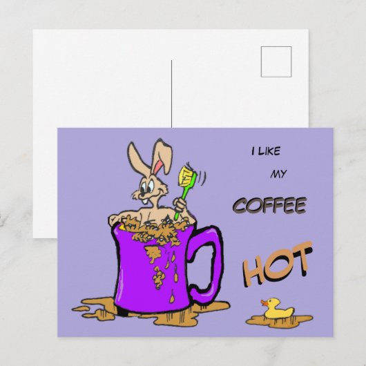 Bubbling Bunny Coffee Lover Cust. Postkarte (Vorne/Hinten)