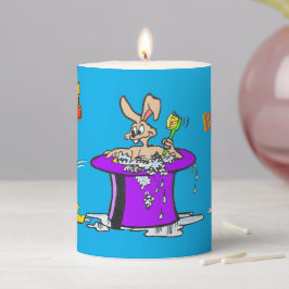 Bubbling Bunny Pillar Candle Turquoise mit Enten Stumpenkerze