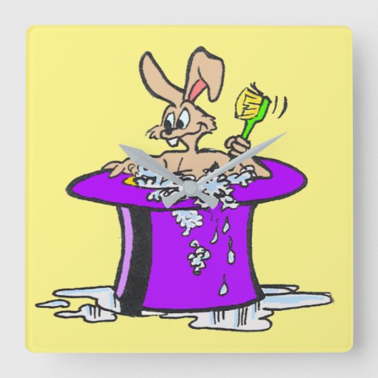 Bubbling Bunny Square Wall Uhr individuell einstel (Vorderseite)