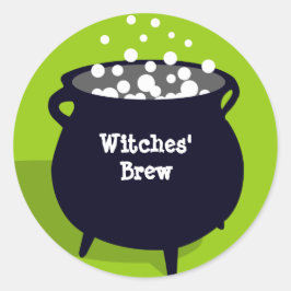 Bubbling cauldron ghoulis grünes Halloween-Label Runder Aufkleber