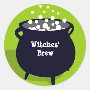 Bubbling cauldron ghoulis grünes Halloween-Label Runder Aufkleber