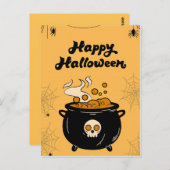 Bubbling Cauldron Halloween Card – Spooky Eyeballs Postkarte (Vorne/Hinten)