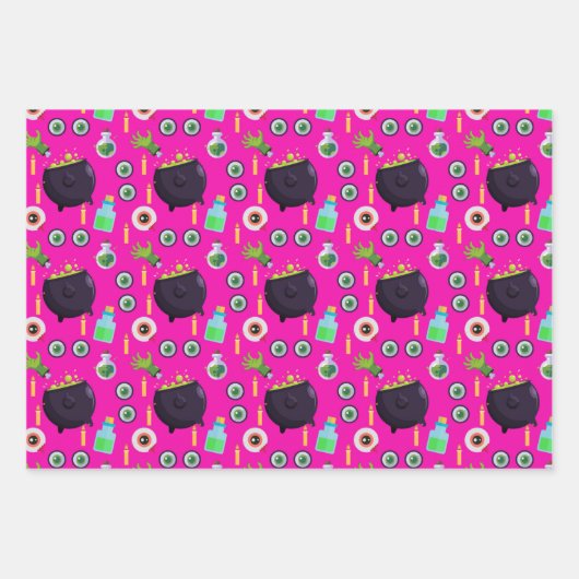 Bubbling Cauldron Magic Potion Eyeballs Halloween Geschenkpapier Set (Vorderseite 2)